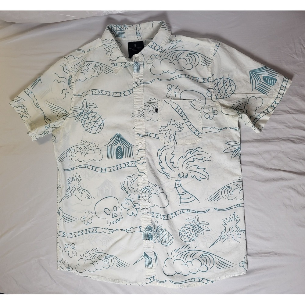 Junk Food Clothing White Shirt Skulls Snakes Surf Print Size Large